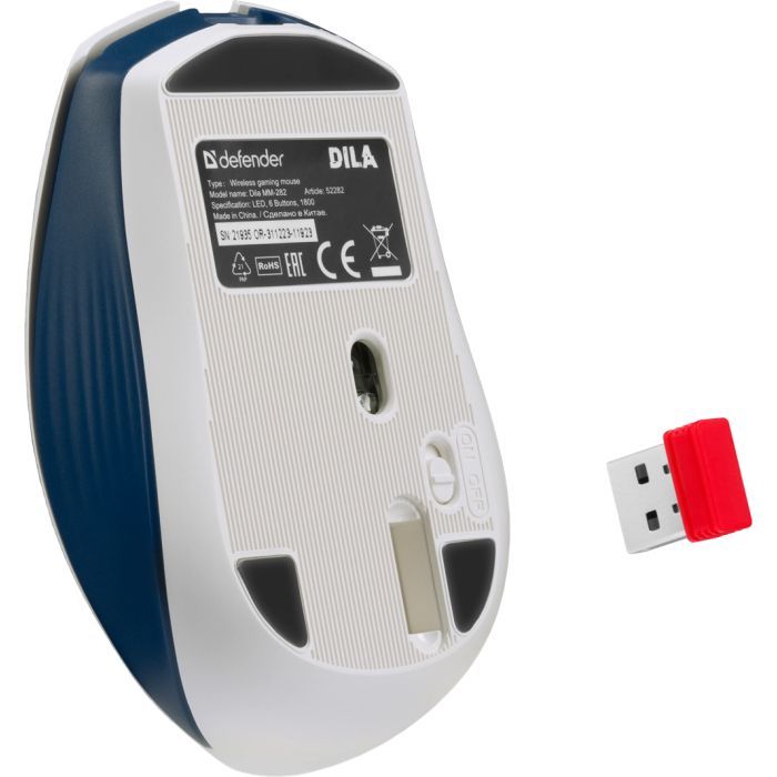 Мышка Defender Dila MM-282 Wireless White/Blue (52282) изображение 7
