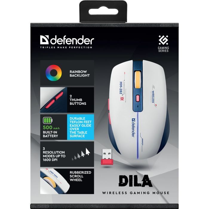 Мышка Defender Dila MM-282 Wireless White/Blue (52282) изображение 8