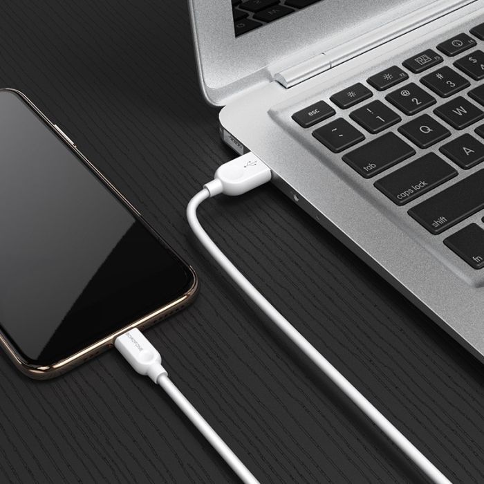 Дата кабель USB 2.0 AM to Lightning 1.0m 2.4A white BOROFONE (6957531089971) зображення 4