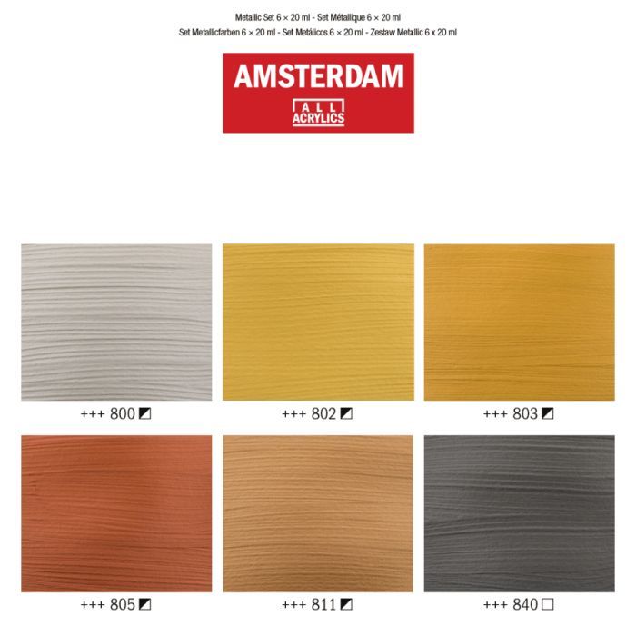Акрилові фарби Royal Talens AMSTERDAM METALLIC, 6*20 мл (8712079451110) зображення 3
