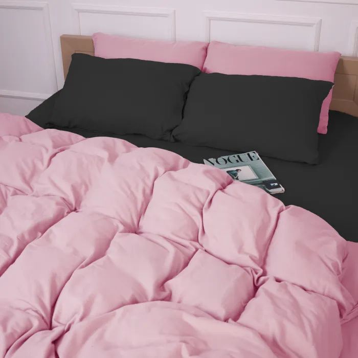 Постельное белье MirSon 002-008 Black/Pink Фланель 2x143x210 Семейный (2200009661877) изображение 5