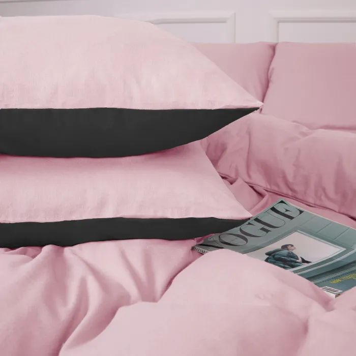 Постельное белье MirSon 002-008 Black/Pink Фланель 2x143x210 Семейный (2200009661877) изображение 6