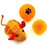 Іграшка для котів Hippie Pet Мишка та два м'ячика, помаранчева (HIPSET2303007)