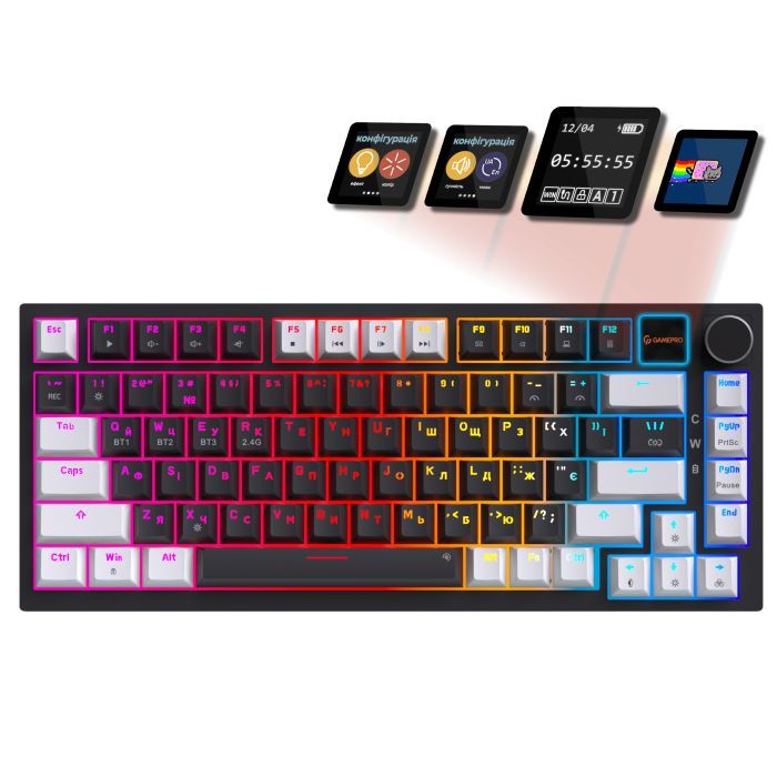 Клавіатура GamePro Asgard Valhalla Pro MK160B-D-Pro Rainy Switch Wireless/Bluetooth/USB UA Black (MK160B-D-Pro) зображення 2