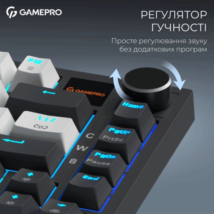 Клавіатура GamePro Asgard Valhalla Pro MK160B-D-Pro Rainy Switch Wireless/Bluetooth/USB UA Black (MK160B-D-Pro) зображення 4