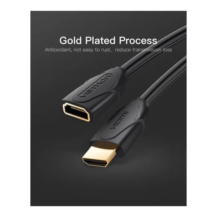 Кабель мультимедийный HDMI M to HDMI F 1.0m black Vention (VAA-B06-B100) изображение 2