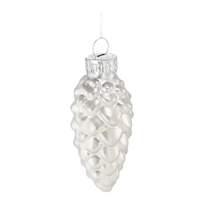 Ялинкова іграшка Chomik скляні прикраси Шишки 16 шт, 3х6 см, срібні (5900779882119_2) зображення 2