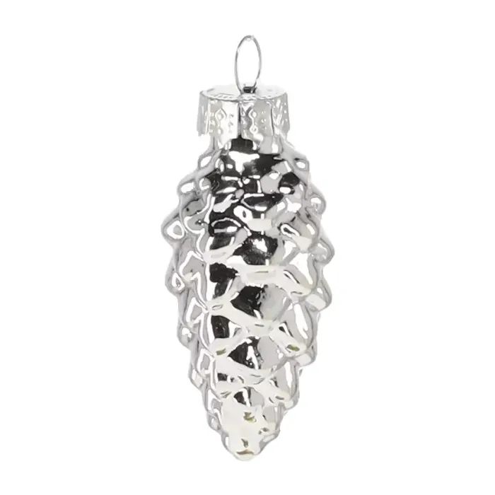 Ялинкова іграшка Chomik скляні прикраси Шишки 16 шт, 3х6 см, срібні (5900779882119_2) зображення 3