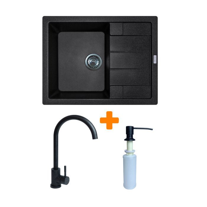 Мийка кухонна Adamant Anila чорний + змішувач та дозатор (182496900303)