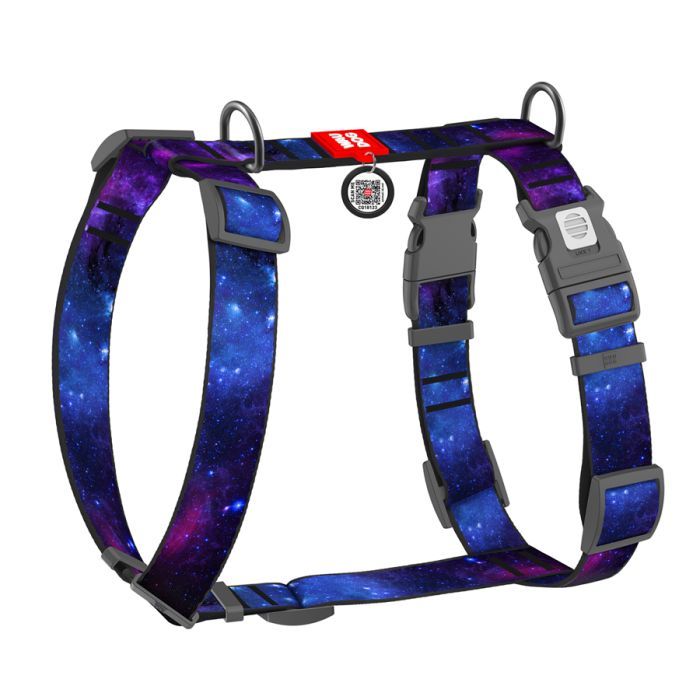 Шлея для собак WAUDOG H-подібна анатомічна Nylon з QR адресником "NASA21" пластиковий фастекс XL (347-0148)