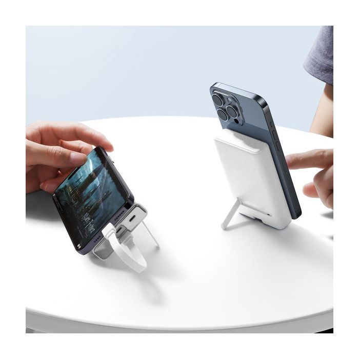 Батарея универсальная JOYROOM Magnetic Wireless 10000mAh 20W QC, USB-C In/Out White (JR-PBM01 / 6941237112545) изображение 10