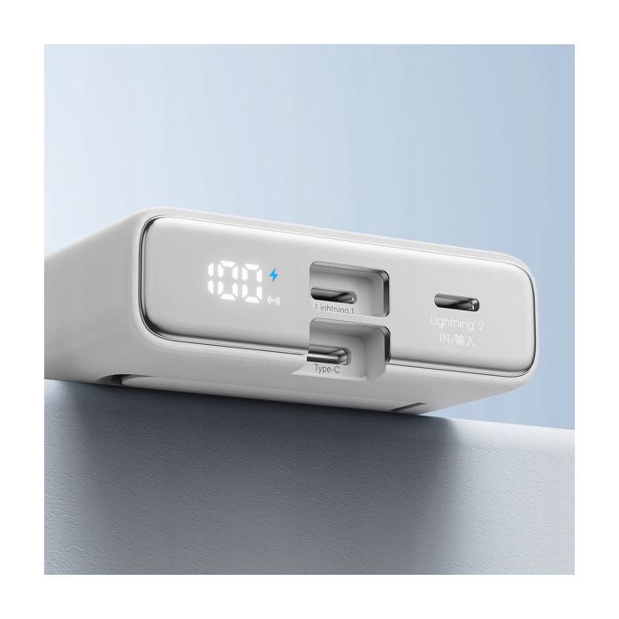Батарея универсальная JOYROOM Magnetic Wireless 10000mAh 20W QC, USB-C In/Out White (JR-PBM01 / 6941237112545) изображение 6