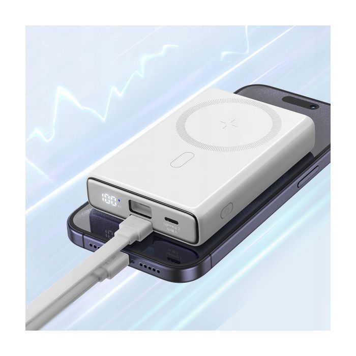 Батарея универсальная JOYROOM Magnetic Wireless 10000mAh 20W QC, USB-C In/Out White (JR-PBM01 / 6941237112545) изображение 7