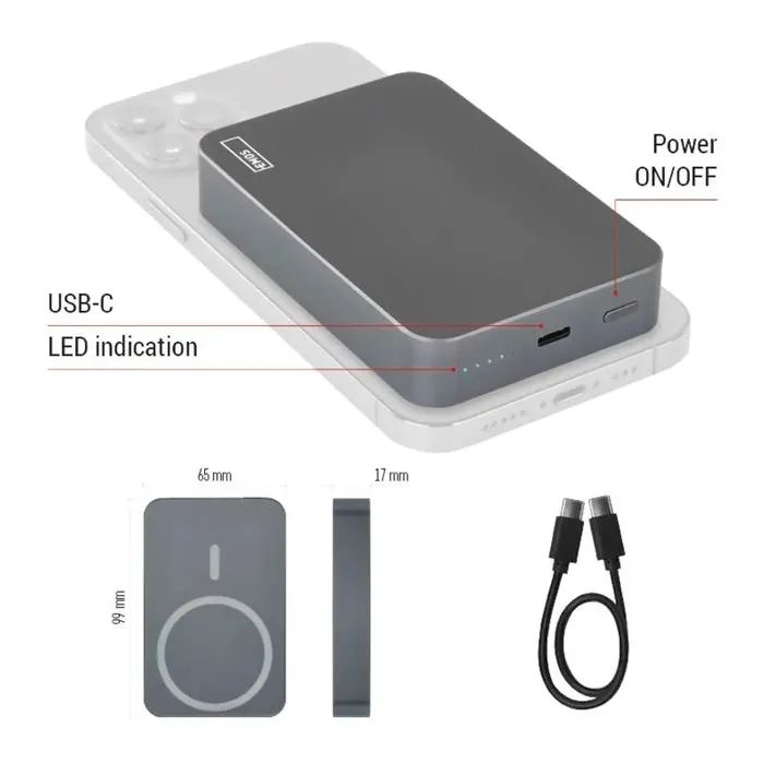Батарея універсальна EMOS 10000mAh WI1046, 20W, Wireless, salmon (B0551S) зображення 11