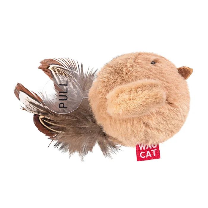 Игрушка для кошек Waucat Fun Melodic Птичка бежевая со звуковым чипом 11 см (7514) изображение 2
