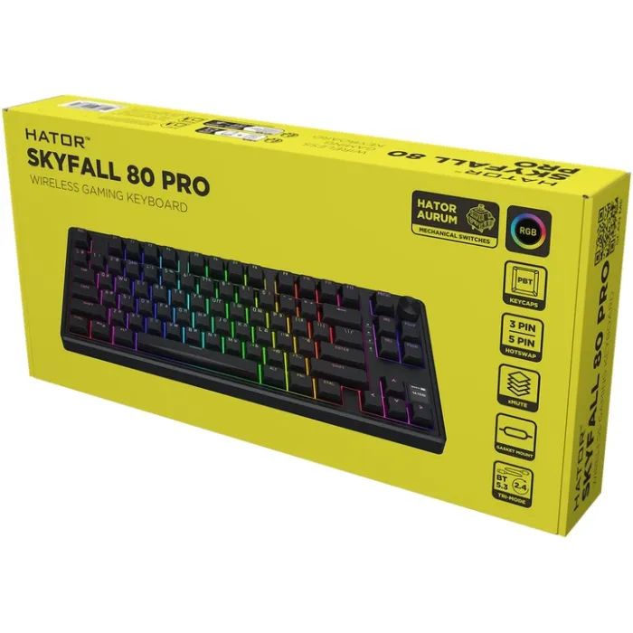 Клавиатура Hator Skyfall 80 PRO Aurum Vanila Silent RGB Wireless/Bluetooth/USB UA Black (HTK4181UA) изображение 6