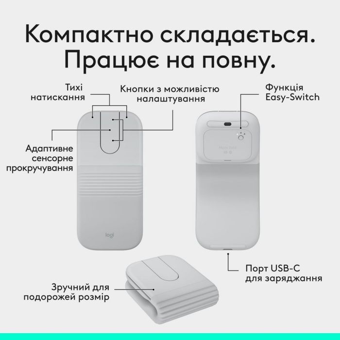 Мышка Logitech Mobi Fold Bluetooth Graphite (910-007604) изображение 3