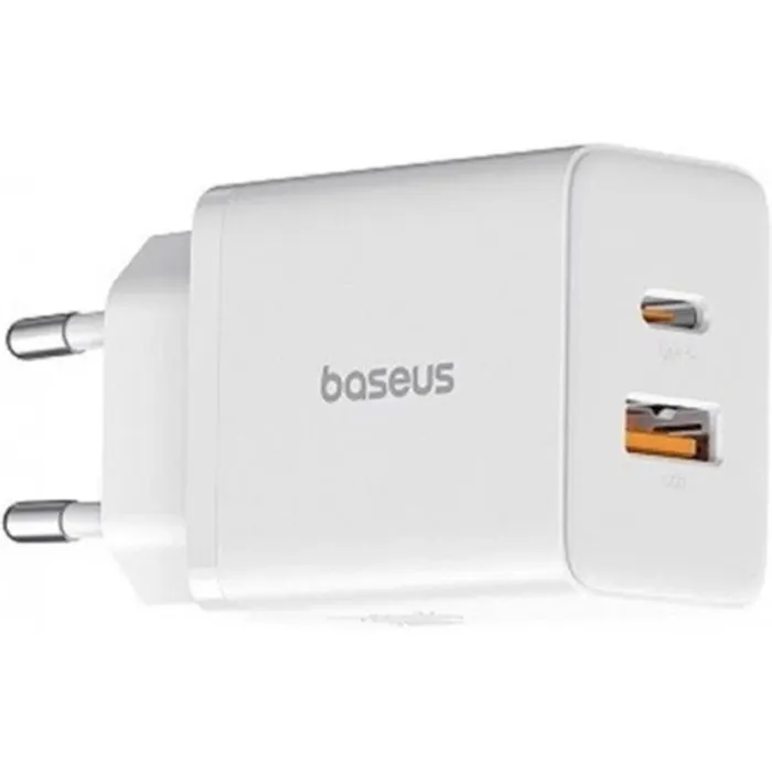 Зарядное устройство Baseus 1xUSB-C PD30W + 1xUSB QC3.0 white (P10111404213-00)
