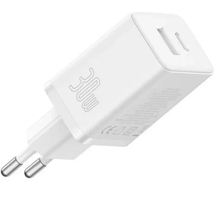 Зарядное устройство Baseus 1xUSB-C PD30W + 1xUSB QC3.0 white (P10111404213-00) изображение 3