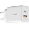 Зарядное устройство Baseus 1xUSB-C PD30W + 1xUSB QC3.0 white (P10111404213-00)