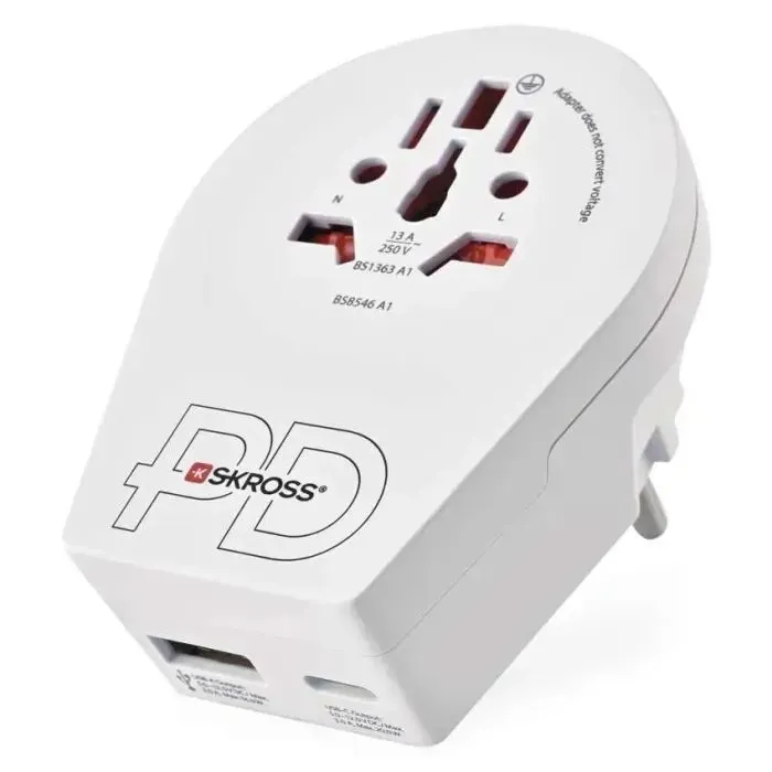 Переходник US/UK/AU/CN/JP to EU 1xUSB-C EMOS (P0055U)