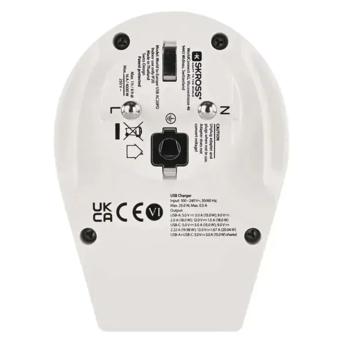 Переходник US/UK/AU/CN/JP to EU 1xUSB-C EMOS (P0055U) изображение 4