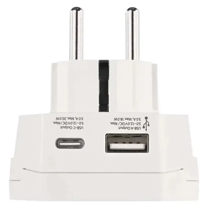 Переходник US/UK/AU/CN/JP to EU 1xUSB-C EMOS (P0055U) изображение 5