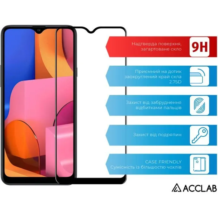 Скло захисне ACCLAB Full Glue Samsung A20s Black (1283126508530) зображення 3