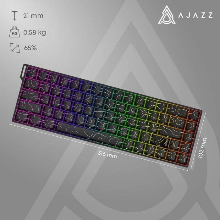 Клавиатура Ajazz AK680 V2 Ice Island Magnetic Switch USB UA Black/Gray/Yellow (AK680-V2-I-BGY) изображение 14