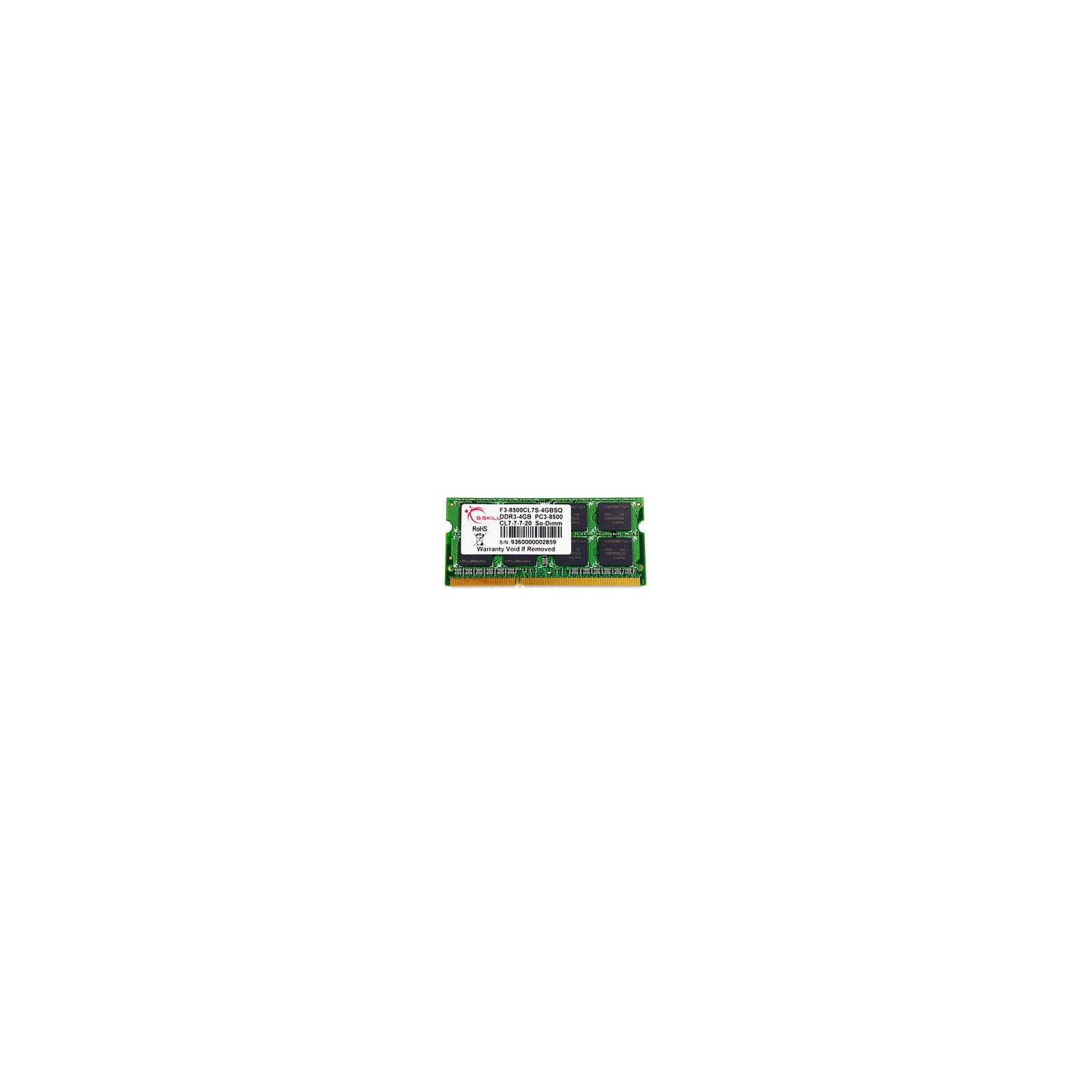 Модуль памяти для ноутбука SoDIMM DDR3 4GB 1066 MHz G.Skill (F3-8500CL7S-4GBSQ)