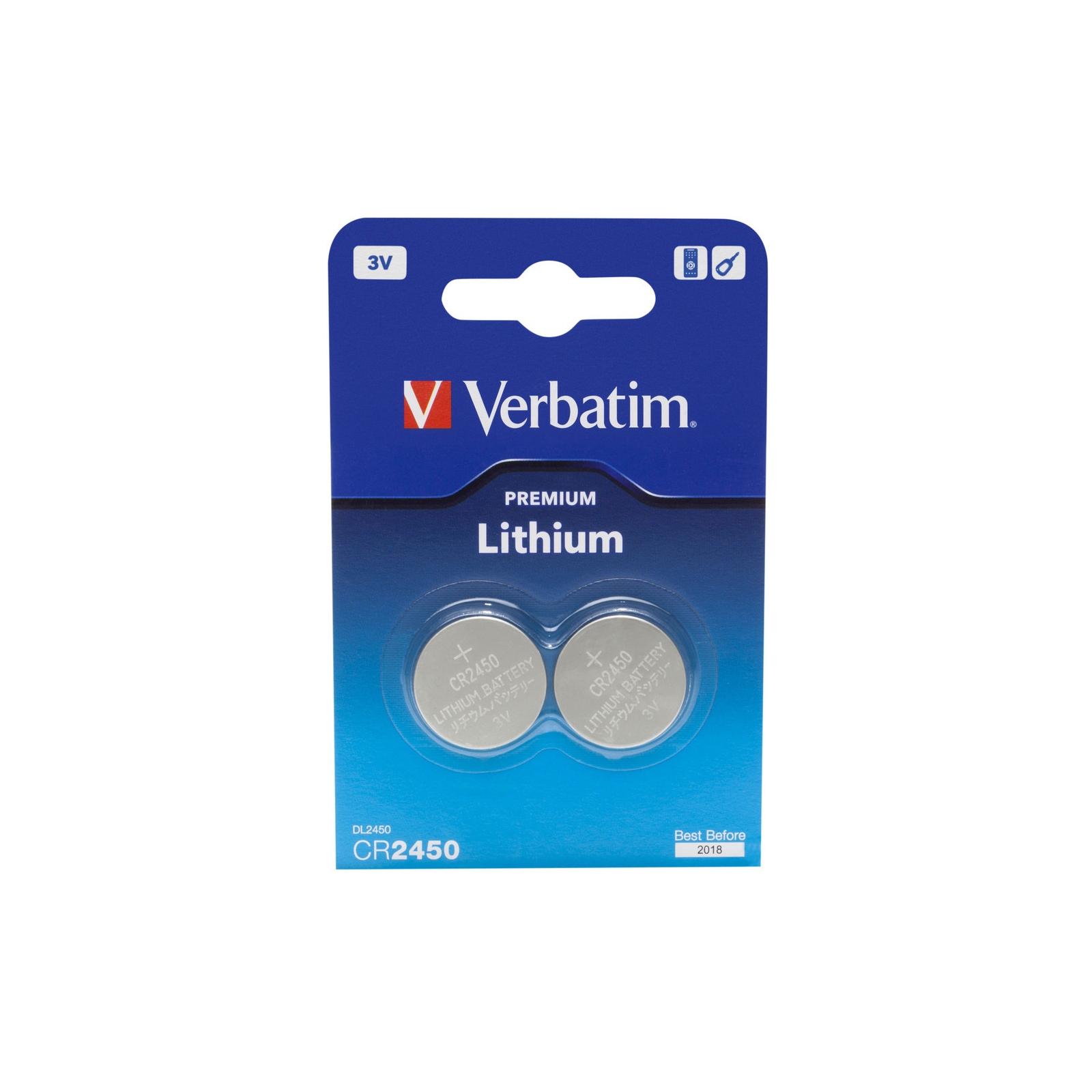 Батарейка Verbatim CR 2450 Lithium 3V * 2 (49938)