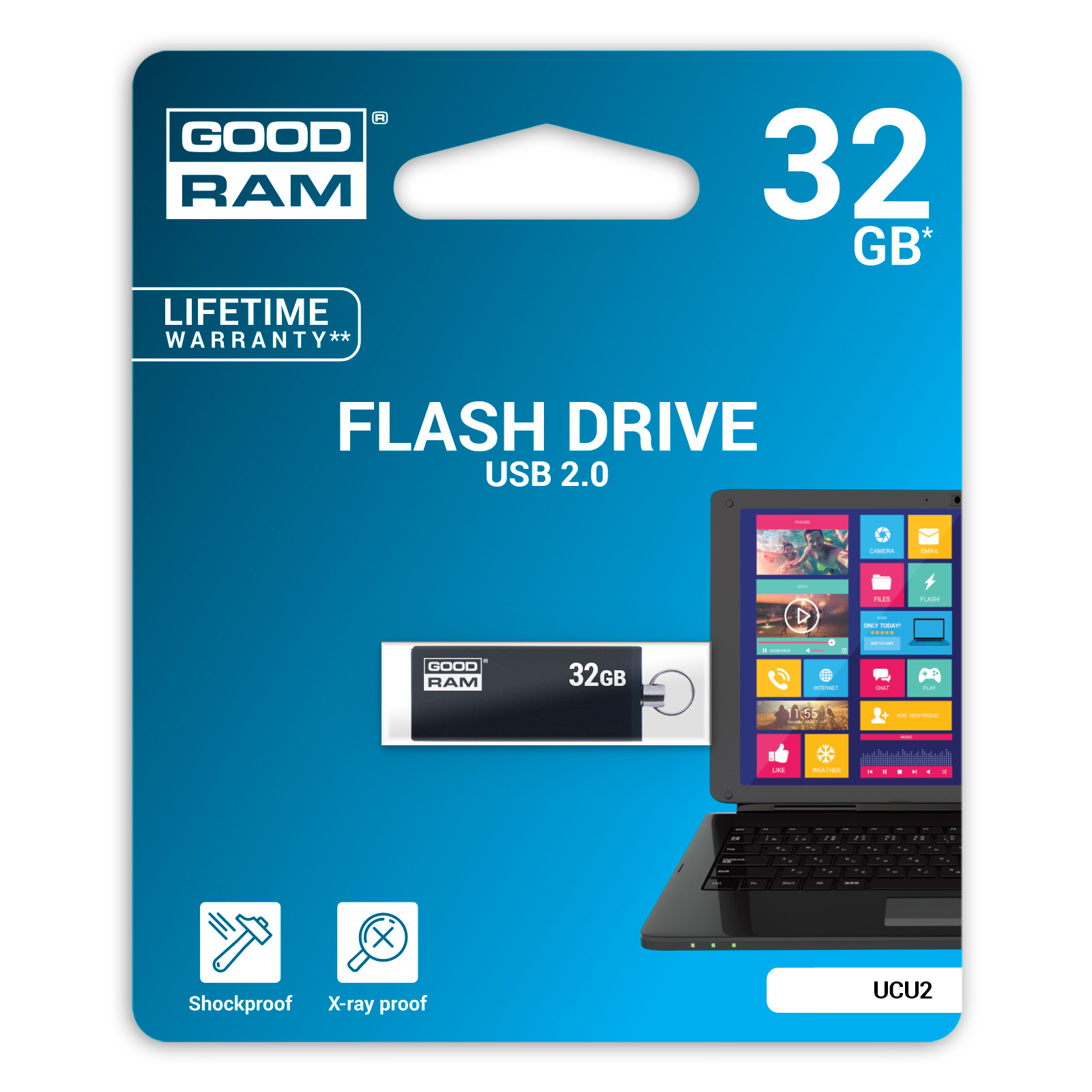 USB флеш накопитель Goodram 32GB Cube Black USB 2.0 (UCU2-0320K0R11) изображение 3