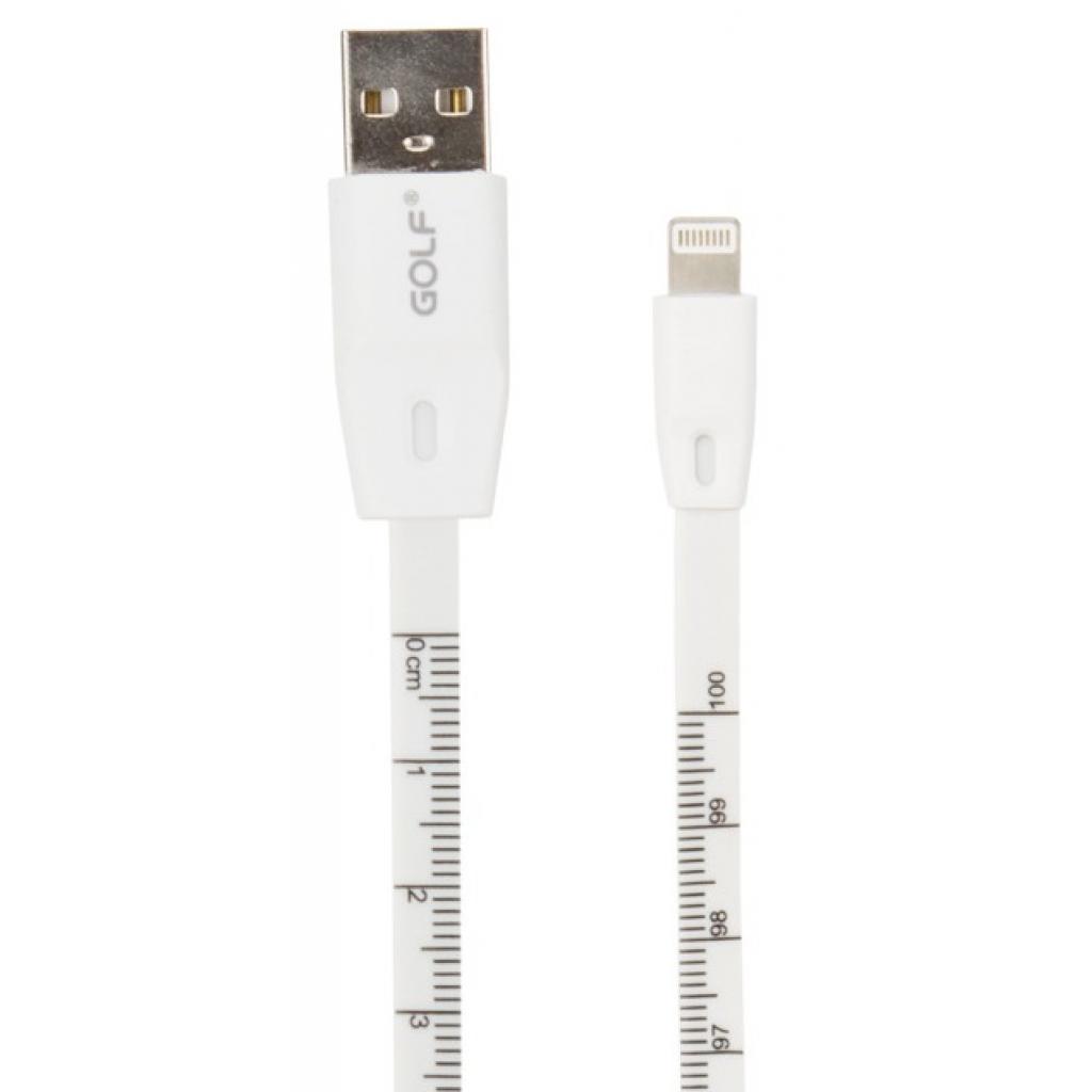 Дата кабель USB 2.0 AM to Lightning 1.0m Flat-Ruler White Golf (49931 / GC-16i)