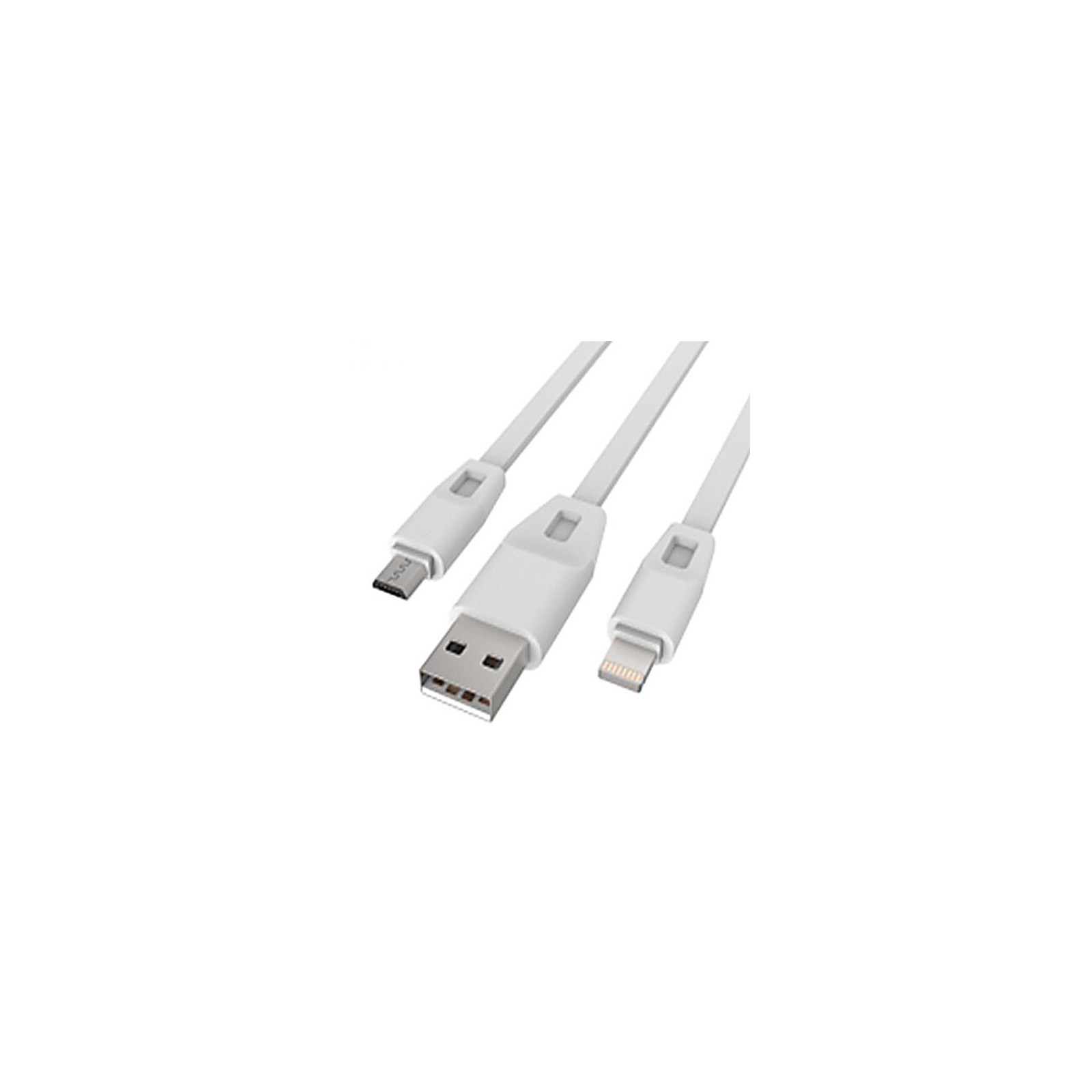 Дата кабель USB 2.0 - Micro USB/Lightning 2А (DR-1622) (White) 1,0м Drobak (219092)