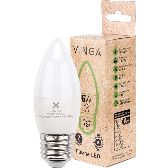 Лампочка Vinga VL-C37E27-64L зображення 2