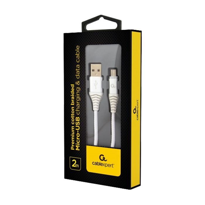 Дата кабель USB 2.0 Micro 5P to AM Cablexpert (CC-USB2B-AMmBM-2M-BW2) изображение 2