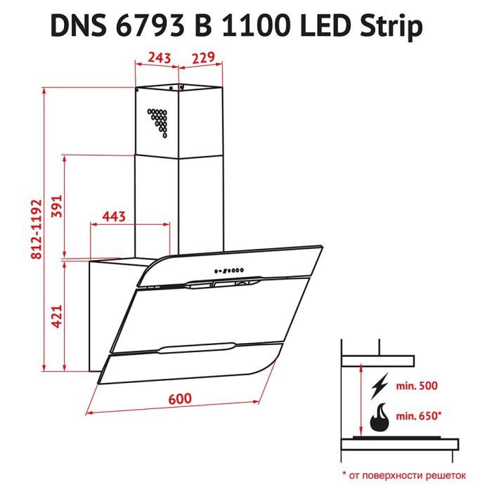 Вытяжка кухонная Perfelli DNS 6793 B 1100 BL LED Strip изображение 7