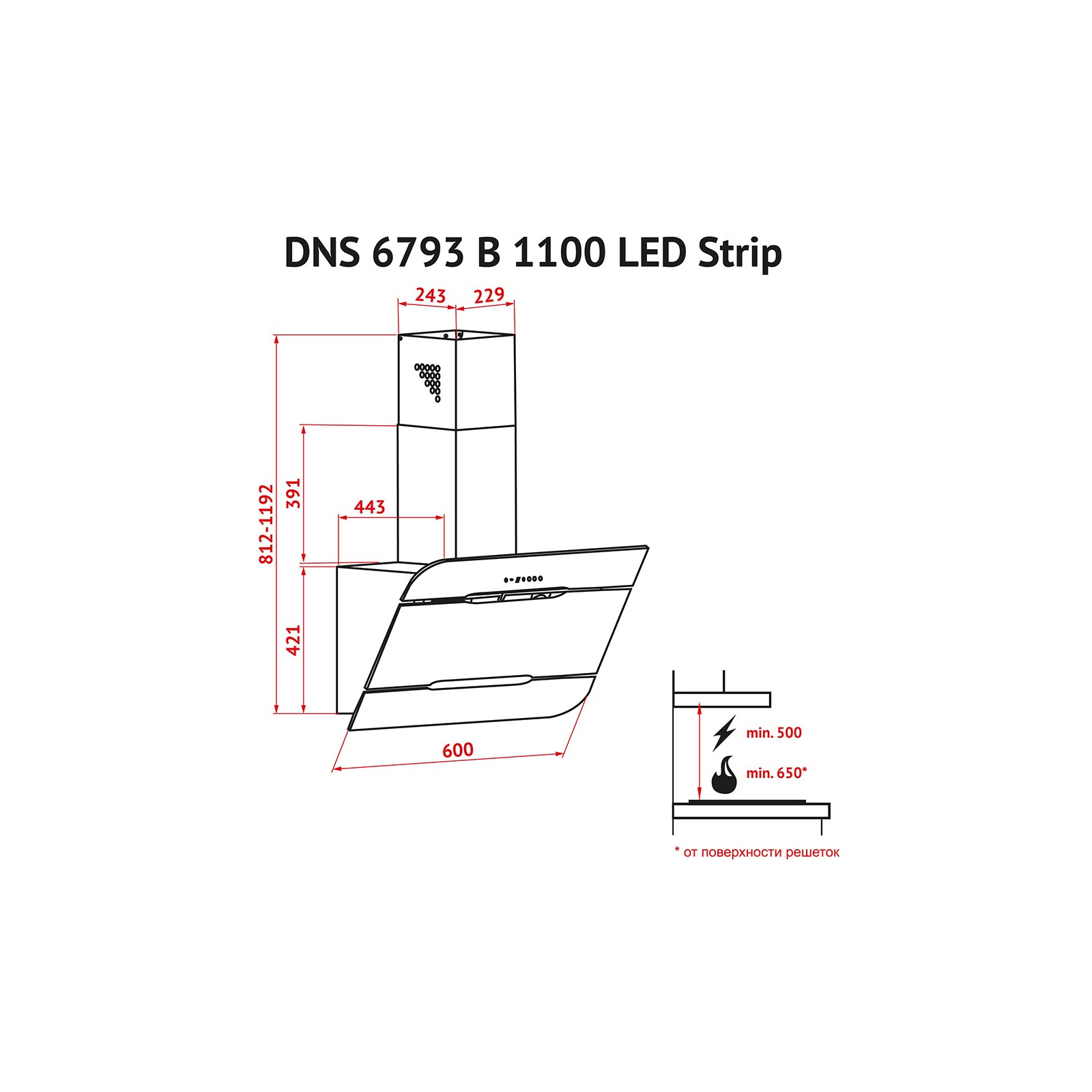 Вытяжка кухонная Perfelli DNS 6793 B 1100 BL LED Strip изображение 7