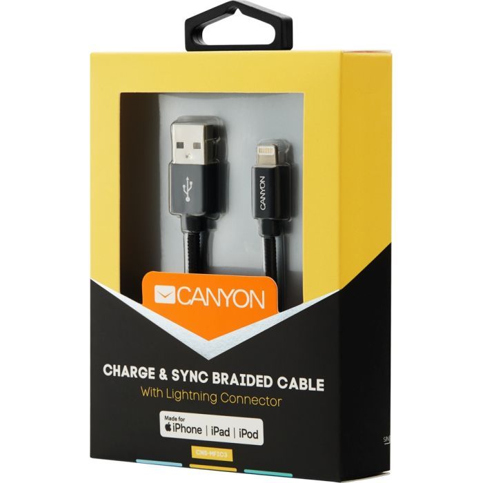 Дата кабель USB 2.0 AM to Lightning 1.0m MFI Pearl White Canyon (CNS-MFIC3PW) изображение 5