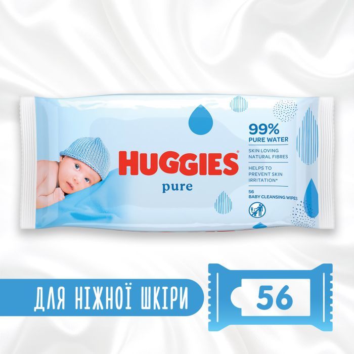 Детские влажные салфетки Huggies Pure 56 шт (5029053550039) изображение 2