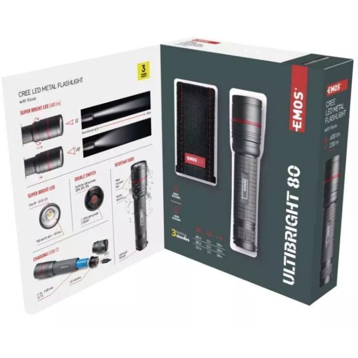Ліхтар EMOS P3180 600Lm Li-ion Metal (P3180) зображення 10
