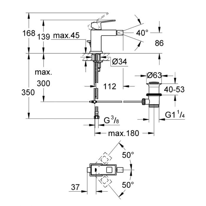 Змішувач Grohe Eurocube bidet (23138000) зображення 2