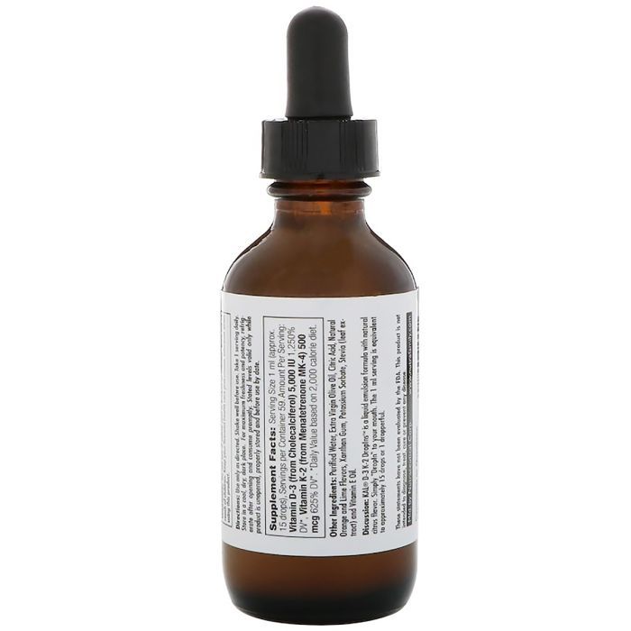 Витамин KAL Витамин D3+K2, Vitamin D-3 K-2 Drop, цитрусовый вкус, 59 мл (CAL-41369) изображение 2