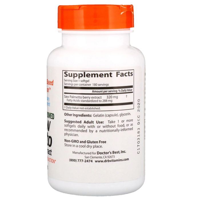 Трави Doctor's Best Со Пальметто, Екстракт, Saw Palmetto, 320 мг, 60 капсул (DRB-00082) зображення 2
