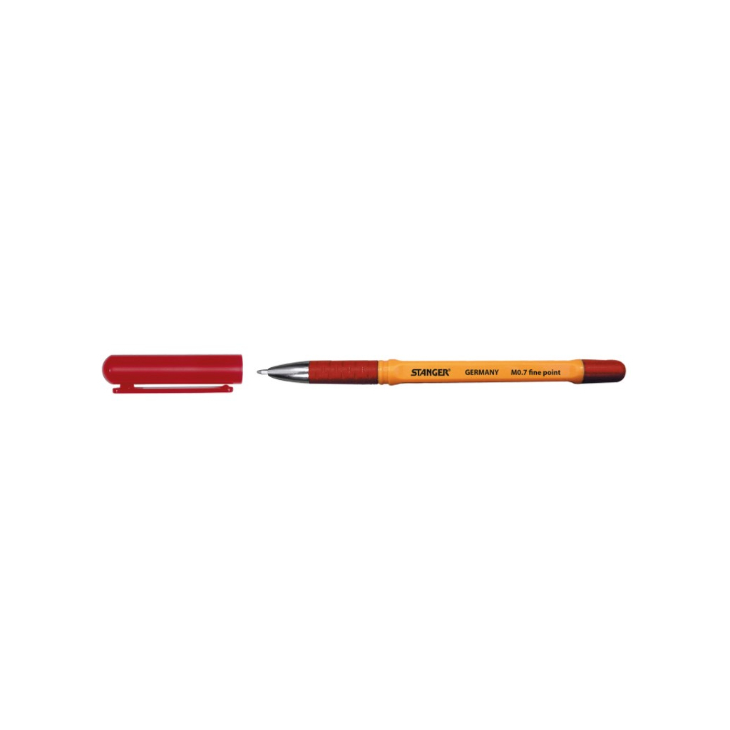 Ручка кулькова Stanger 0,7 мм, з грипом, червона Fine point (18000300057)