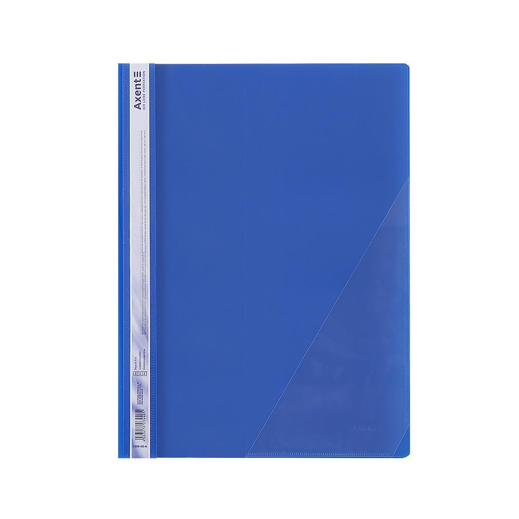 Папка-скоросшиватель Axent А4 с угловым карманом, 170/350 мкм Синяя (1306-02-A)