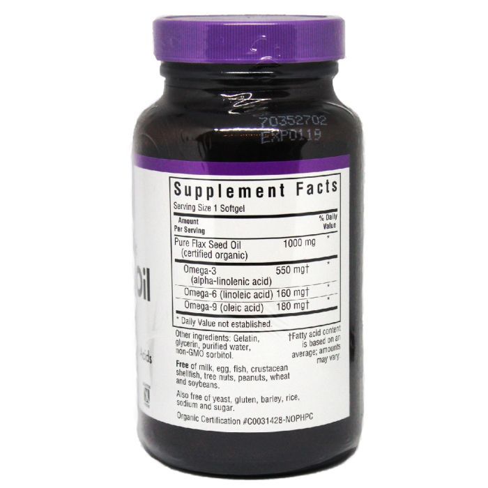 Травы Bluebonnet Nutrition Органическое Льняное Масло 1000мг, 100 желатиновых капсу (BLB0922) изображение 2