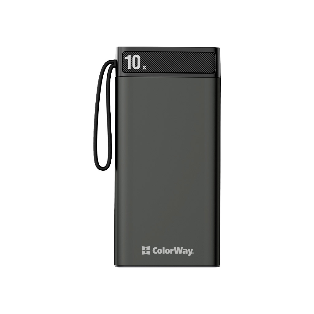 Батарея універсальна ColorWay 10 000 mAh Metal case (USB QC3.0 + USB-C Power Delivery 18W) (CW-PB100LPI2BK-PDD)
