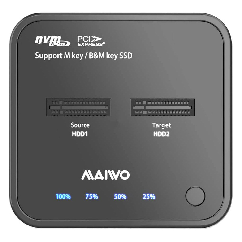 Док-станция для накопителей Maiwo 2*NVMe M.2 SSD Key M/B+M USB 3.1 Gen2 Type-C (K3016P) изображение 2