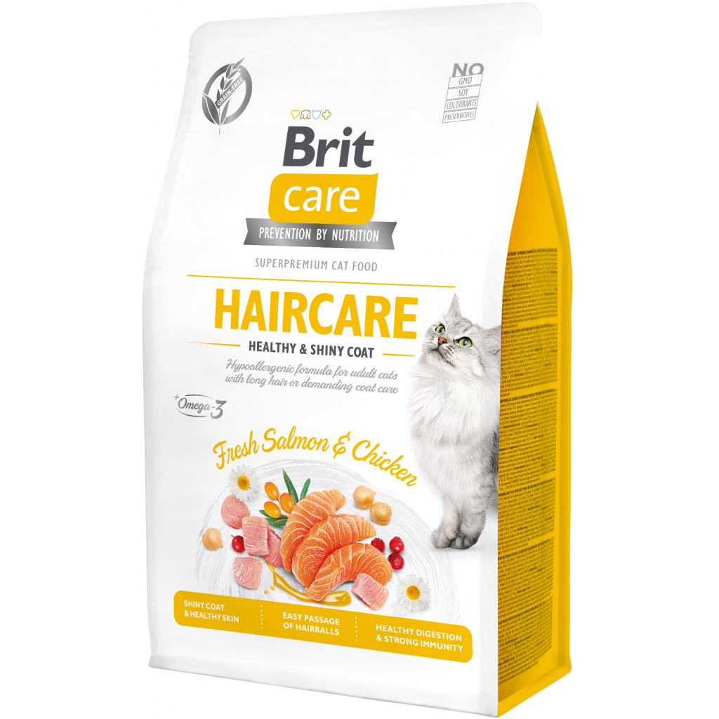 Сухий корм для кішок Brit Care Cat GF Haircare Healthy and Shiny Coat 400 г (8595602540891)
